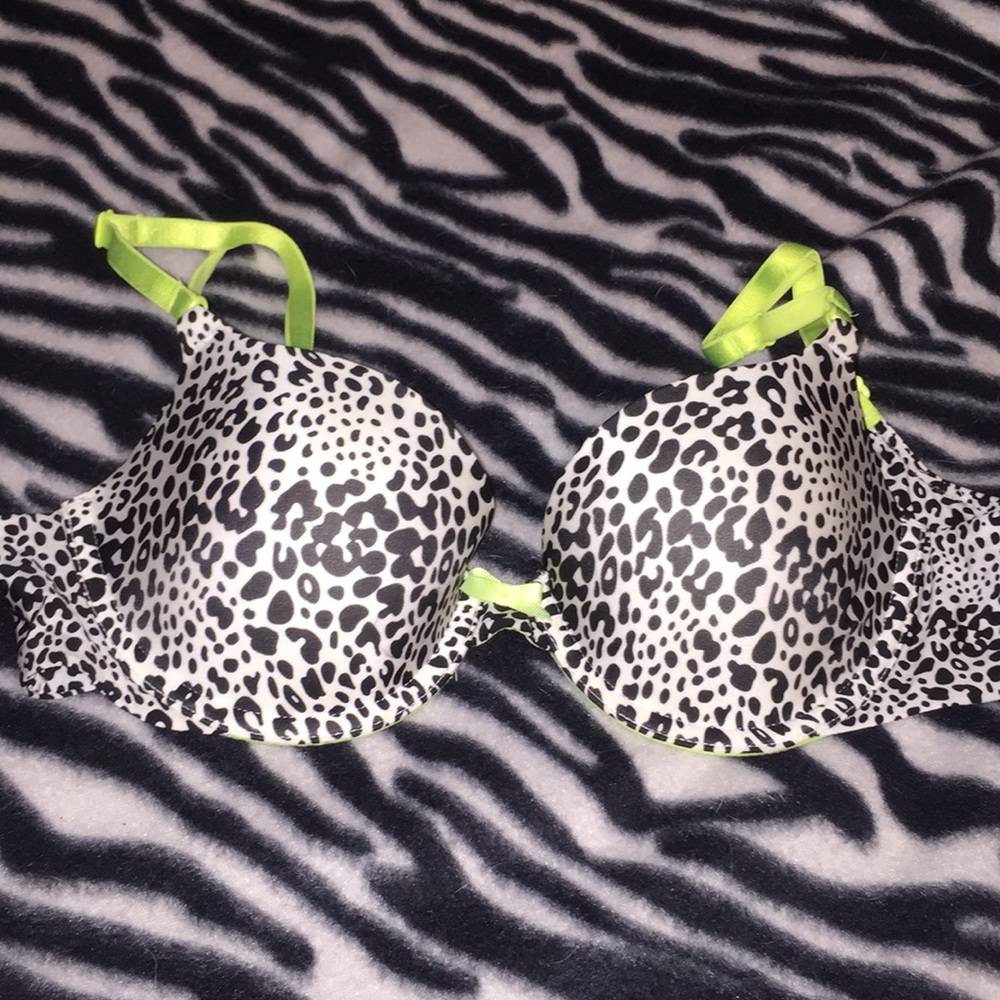 Yellow & black and white polka dot bra